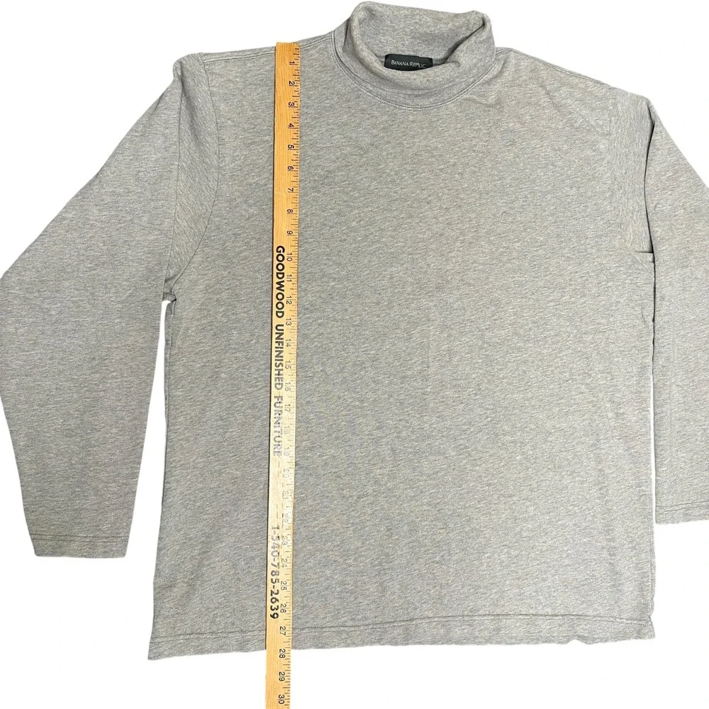 Vintage Banana Republic Mens XL‎ Gray Cotton Mock Turtleneck Shirt Heavy